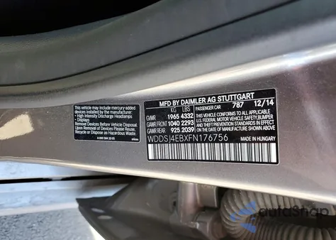 2015 Mercedes-Benz Cla 250 from USA, damaged, VIN WDDSJ4EBXFN176756